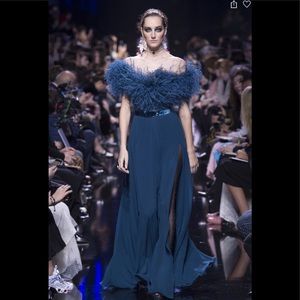 Elie Saab glamorous feathered gown.